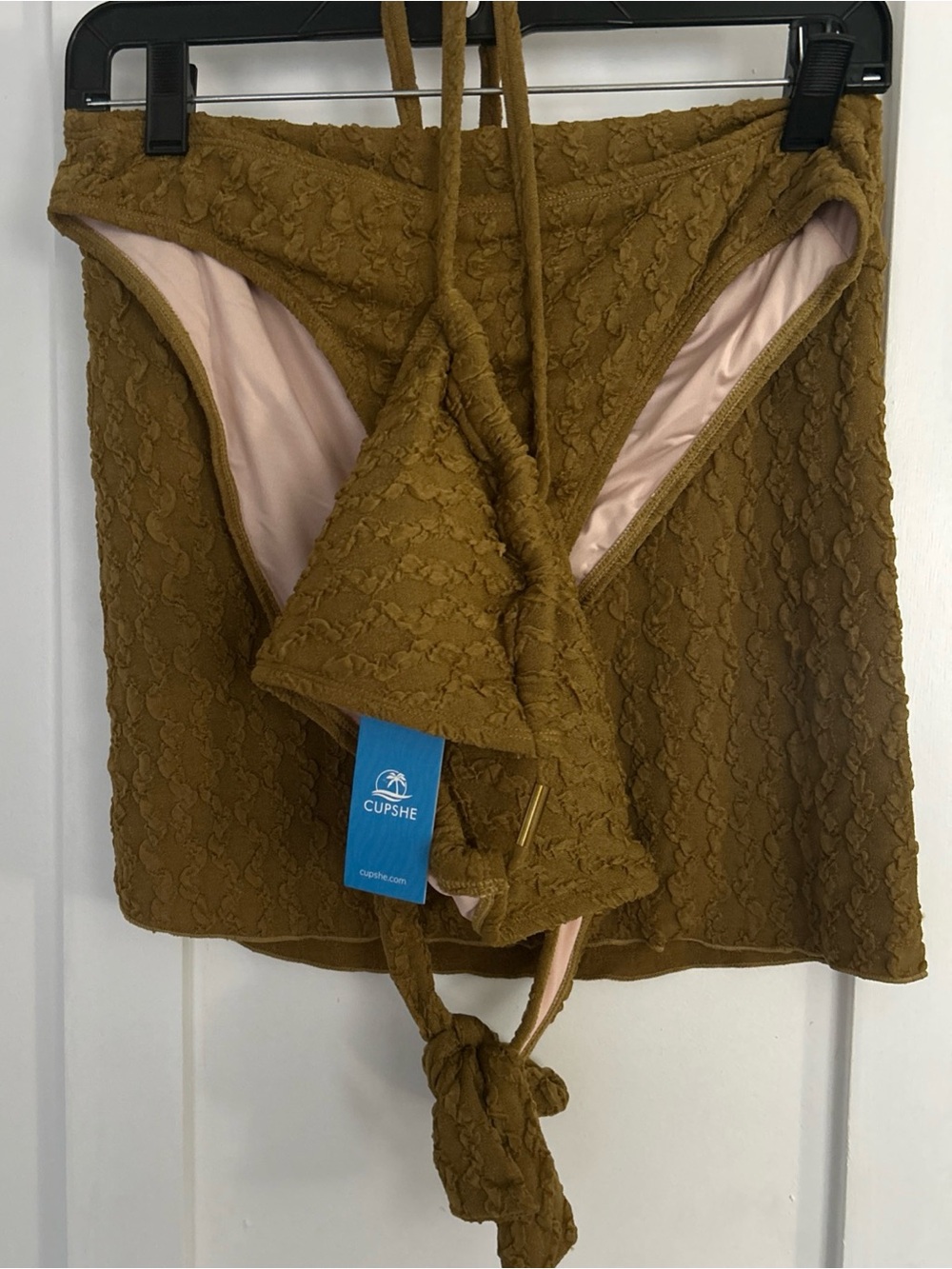 Cupshe Olive Brown Textured Swim Skort with Tie Waist Size Medium NWTs